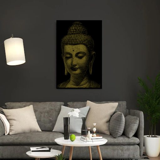 BUDDHA STRING ART CANVAS POTRAIT YELLOW